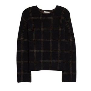 Vince Womens  Windowpane Plaid Wool & Alpaca-Blend Pullover, Black